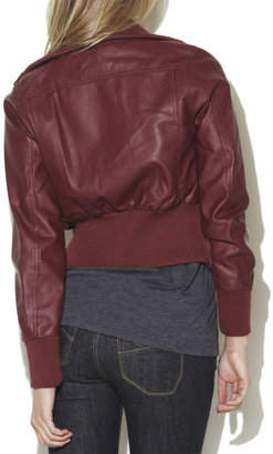 Wet Seal Faux-Leather Bomber Jacket