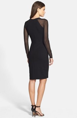 French Connection 'Viven' Mesh Inset Jersey Body-Con Dress