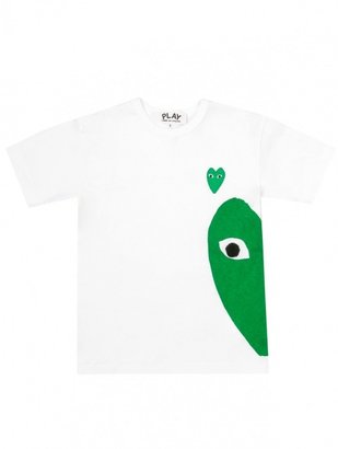 Comme des Garcons PLAY Womens Green Heart T-Shirt White