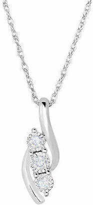 TruMiracle 1/5 CT. T.W. Diamond Sterling Silver 3-Stone Pendant Necklace Family