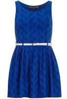 Yumi Womens Blue Embroidery Dress- Blue
