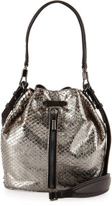 Elizabeth and James Cynnie Snake Embossed Mini Bucket Bag, Anthracite