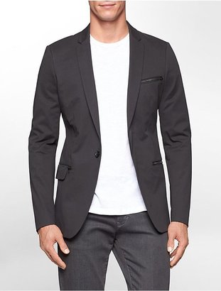Calvin Klein Mens One Ultra Slim Fit Zip Detail Cotton Stretch Blazer Jacket