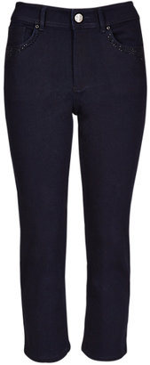 Per Una Roma Rise Straight Leg Embellished Cropped Jeans