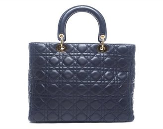 Christian Dior Pre-Owned Navy Lambskin Large Lady Bag