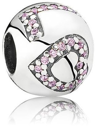 Pandora LOVE silver charm with pink cubic zirconia