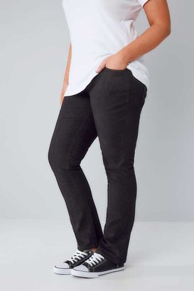 Yours Clothing Black Pull On Straight Leg Jeans
