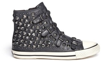 'Victim' strass and stud leather sneakers