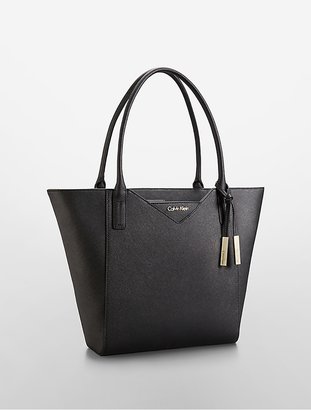 Calvin Klein Saffiano Leather Large Winged Tote Bag