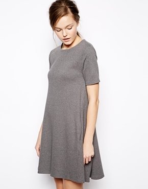 Chinti and Parker Trapeze Dress with Pockets - Heather grey