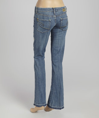 Sele Blue Embroidered Straight-Leg Jeans