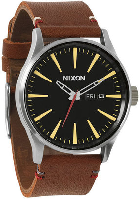 Nixon Sentry Leather Black and Brown Watch