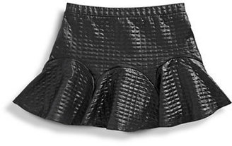 Jessica Simpson Girls 7 to 16 Leighton Flared Skirt with Quilted Faux Leather-BLACK-Large