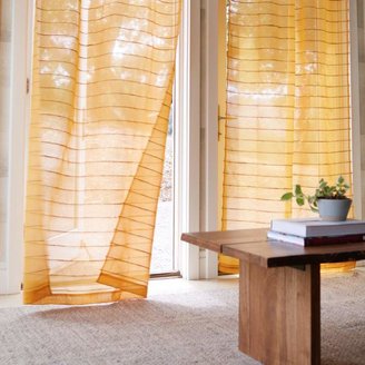 Amber Striped Sahaj Jute Tab Top Curtains, Set of 2