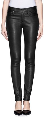 Leather combo stretch jeans