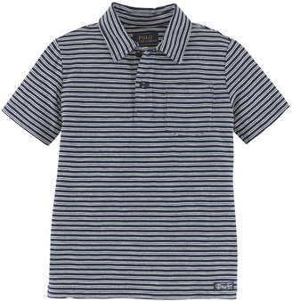 Ralph Lauren Childrenswear Short-Sleeve Striped Slub Jersey Tee, Navy, Size 2-7