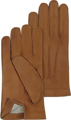 Forzieri Men's Cashmere Lined Brown Italian Calf Leather Gloves