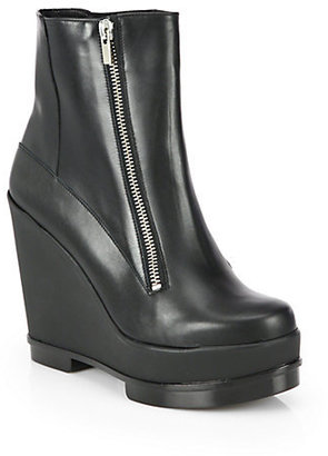Robert Clergerie Old Robert Clergerie Leather Zipper Wedge Ankle Boots