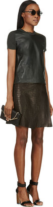 Calvin Klein Collection Deep Green Leather & Cashmere Michelle T-Shirt