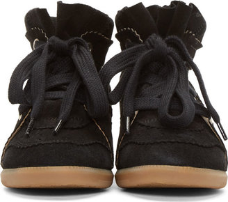 Isabel Marant Black Suede Bobby Wedge Sneakers