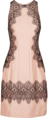 Lela Rose Embroidered wool and silk-blend dress