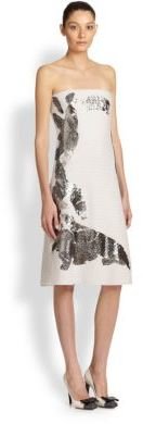 Bottega Veneta Strapless Foil-Printed Jacquard Dress