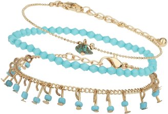 3 Pack of Sky Blue and Gold Bracelets