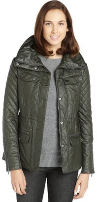 BCBGMAXAZRIA olive quilted coated cotton 'Kelly' hooded anorak jacket