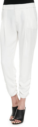 Parker Devlin Ruched Ankle Pants, White