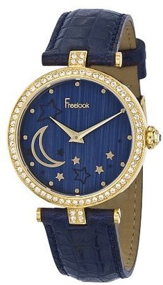Freelook Women's HA2025G-8 Galaxy Yellow Gold Plated Stainless Steel Case Blue Dial Leather Band Watch