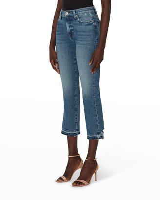 High-Rise Cropped Flared Jeans with a Raw Hem