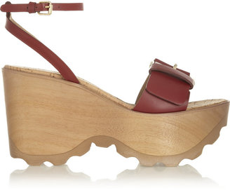 Stella McCartney Buckled Faux Leather Wedge Sandals