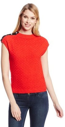 Anne Klein Women's Extended Shoulder with Button Detail Sweater