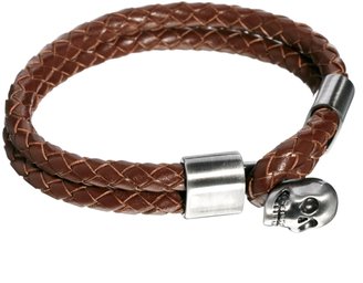 Simon Carter Leather Skull Bracelet - Brown