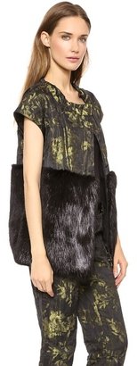 Vera Wang Collection Cape Jacket with Beaver Fur Trim
