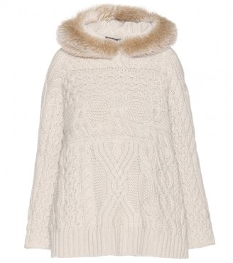 Loro Piana Engadina baby cashmere sweater with mink and fox fur hood
