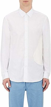 Loewe Men's Faux-Leather-Patch Shirt - White