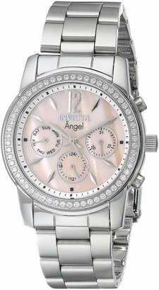 Invicta Women's 11769 Angel Pink Mother-Of-Pearl Dial Cubic Zirconia Accented Stainless Steel Watch