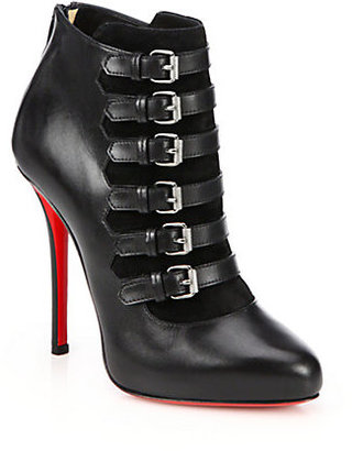 Christian Louboutin Attroupa Leather Buckled Ankle Boots