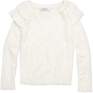 Milly Minis Knit Ruffle Pullover Sweater, White, Girls' 2-7