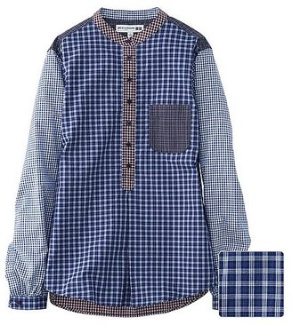 Uniqlo WOMEN Ines Cotton Check Stand Collar Long Sleeve Shirt