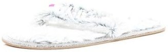 River Island Grey embellished faux fur toe post slippers