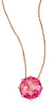 Suzanne Kalan Pink Topaz & 14K Rose Gold Round Pendant Necklace