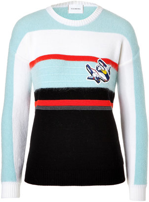 Iceberg Wool/Mohair Striped Pullover with Applique