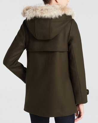 Trina Turk Elizabeth Toggle Coat With Fur Trim Hood