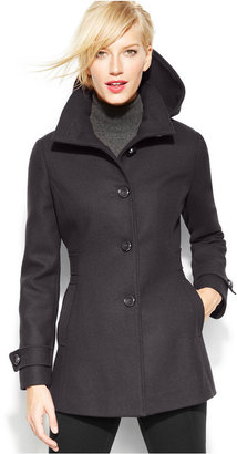 Kenneth Cole Reaction Petite Hooded Single-Breasted Walker Coat