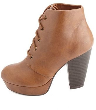 Charlotte Russe Chunky Heel Lace-Up Platform Booties