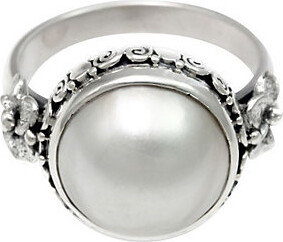 Novica Artisan Crafted Sterling White CulturedM abe Pearl Ring