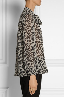 Sea Pussy-bow leopard-print cotton and silk-blend gauze blouse