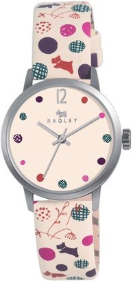 Radley On the Dot Stainless Steel and White Leather Dotty Strap Ladies Watch